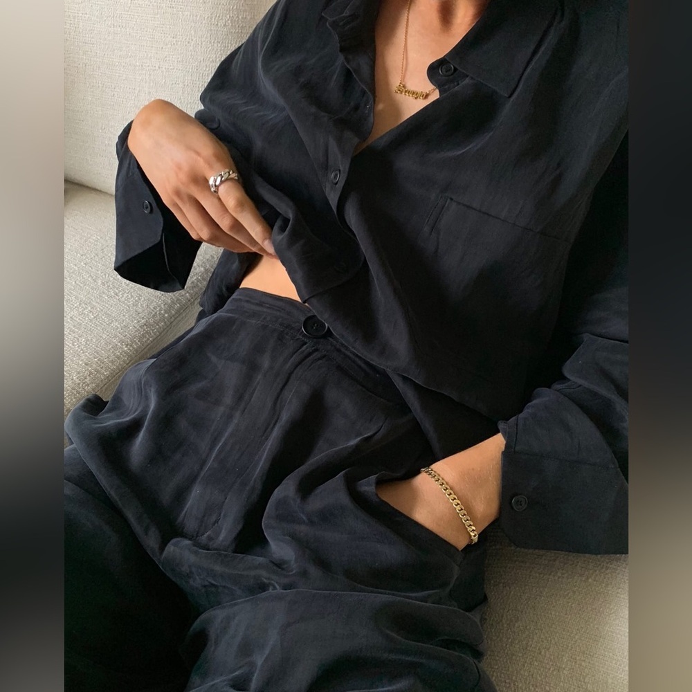 Djerf Avenue Black Linen Jumpsuit